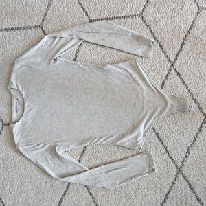 Abercrombie S Cotton Double Lined Gray Long Sleeve Bodysuit